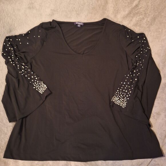 ROAMAN'S Black Long Sleeve Blouse Sequin Sleeves Plus size 20W - Picture 6 of 6